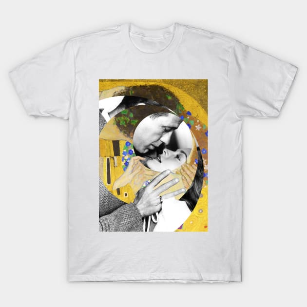 Klimt’s The Kiss and Humphrey Bogart with Lauren Bacall in “Dark Passage” T-Shirt by luigi-tarini